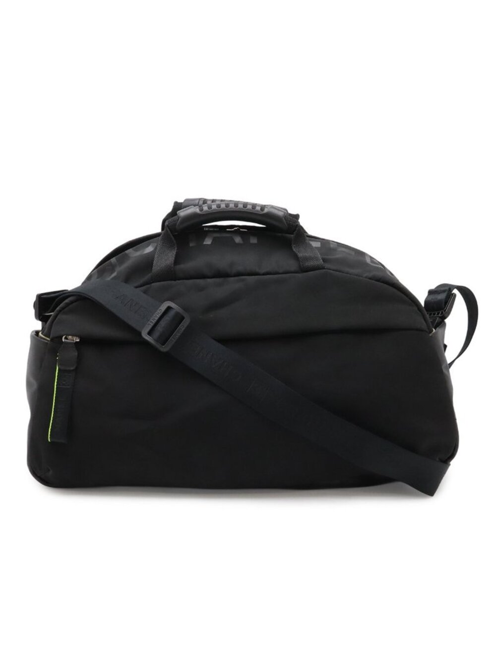 Chanel Sports Line CC Logo Boston Bag 2-Way Rubber Nylon Black Yellow - Picture 1 of 9